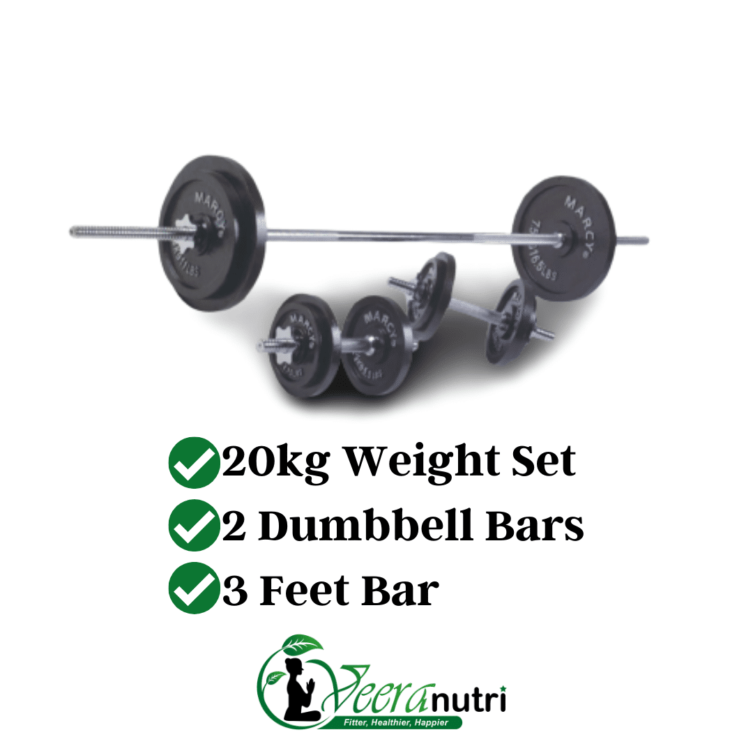 20kg Weight Plate & Dumbbell Bar & 3 Feet Bar for Home Gym Training