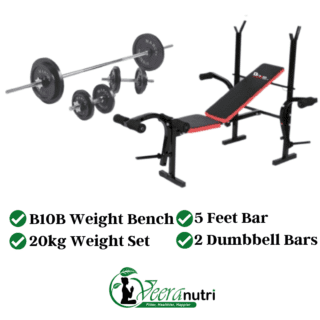 Weight Bench, 20kg Weight Plate,02 Dumbbell Bars,5 Feet Bar for Home Gym Training